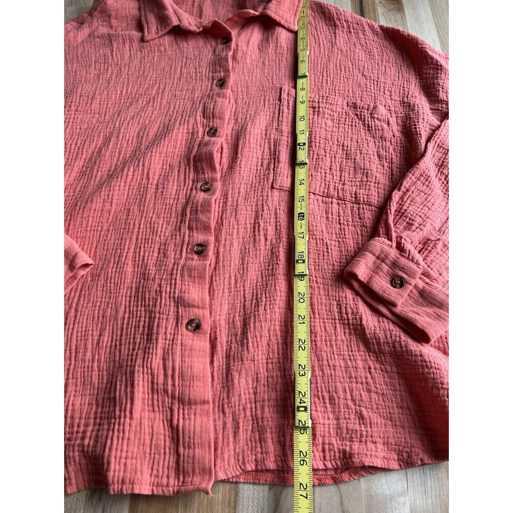 Women's Oversized Long Sleeve Button Up 100% Cotton Gauze Crinkle Slouchy XXL - Picture 9 of 9